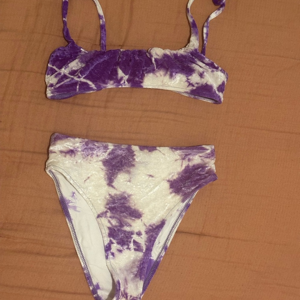 Purple and White Tie-Dye Bikini Set